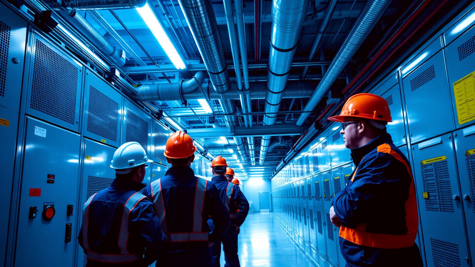 MST engineers commissioning a plant room